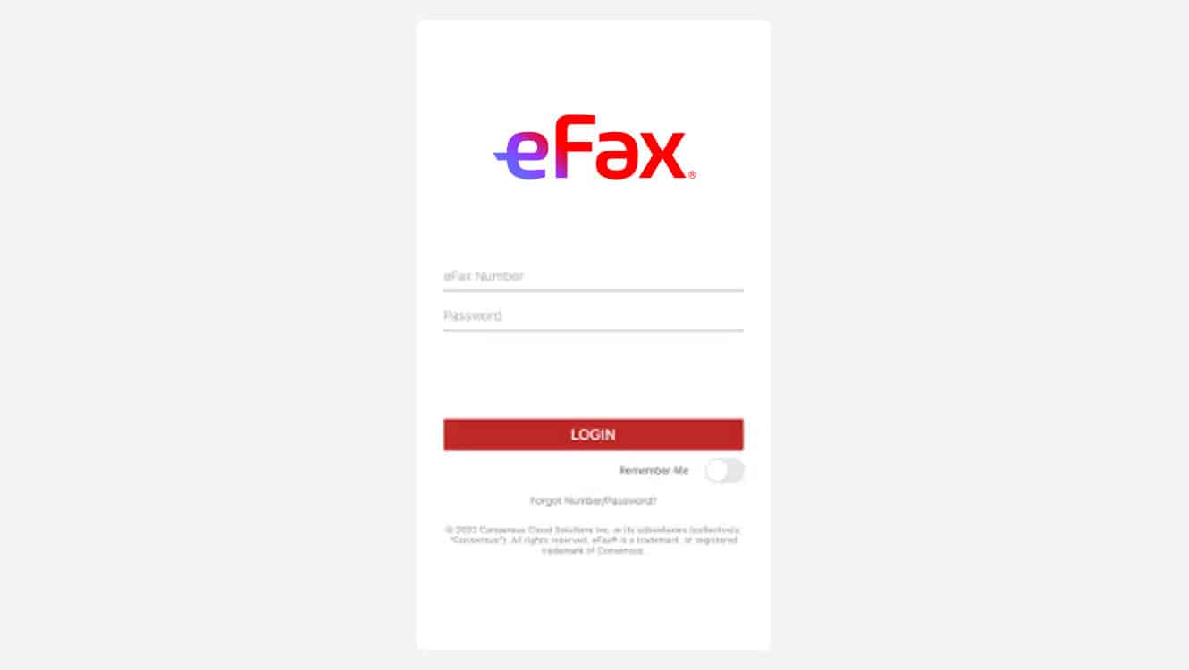 login to eFax account