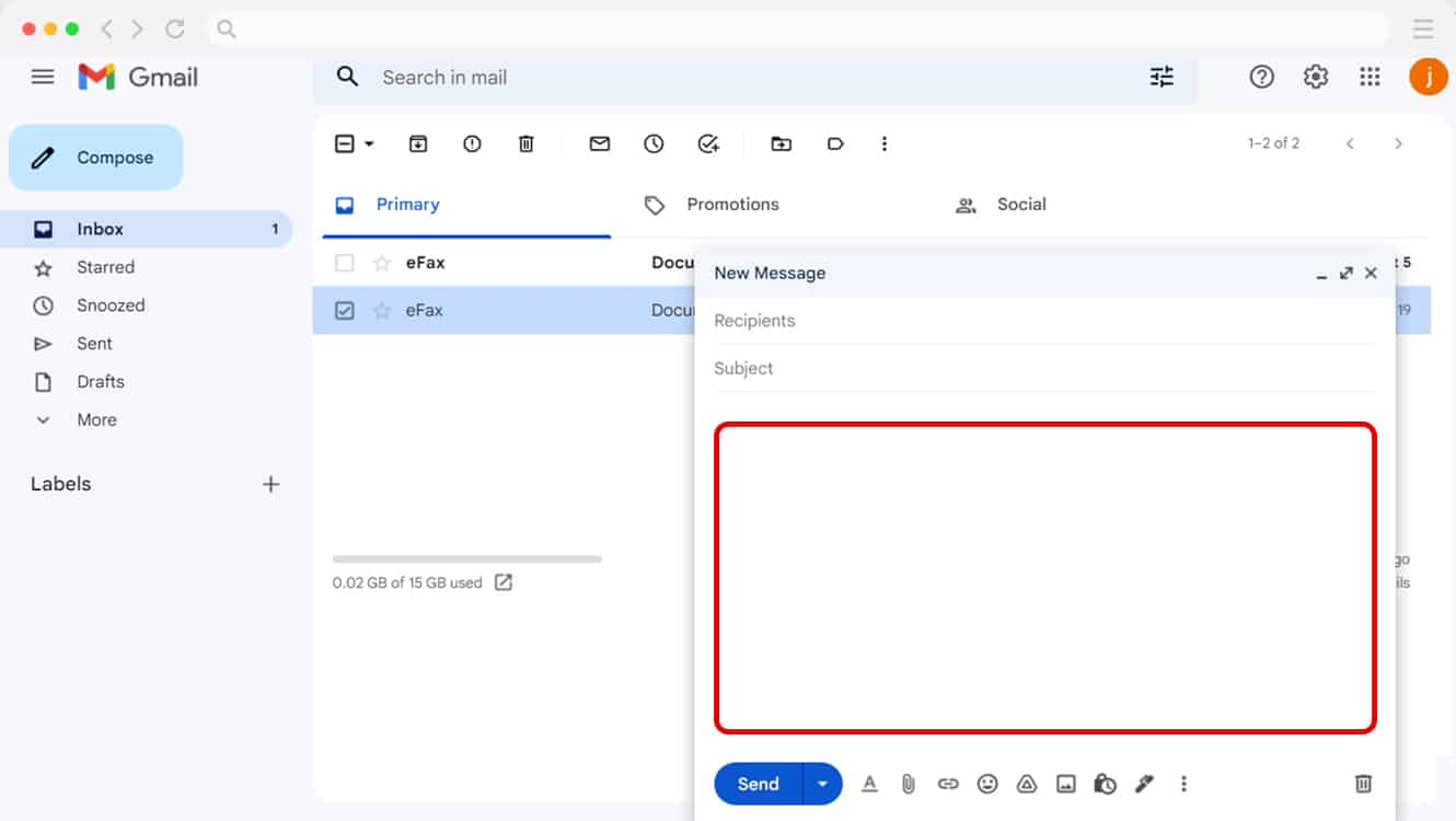 Add fax cover page in email.