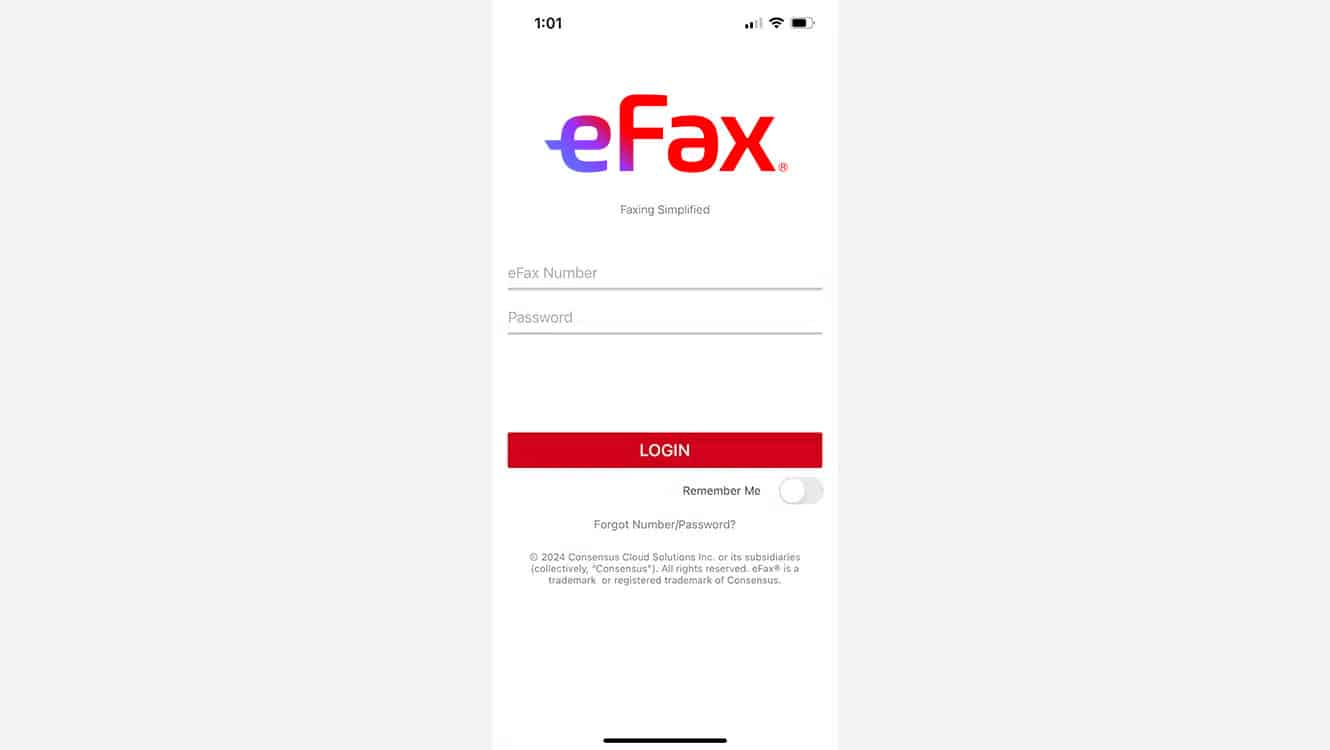 download and open the eFax mobile app