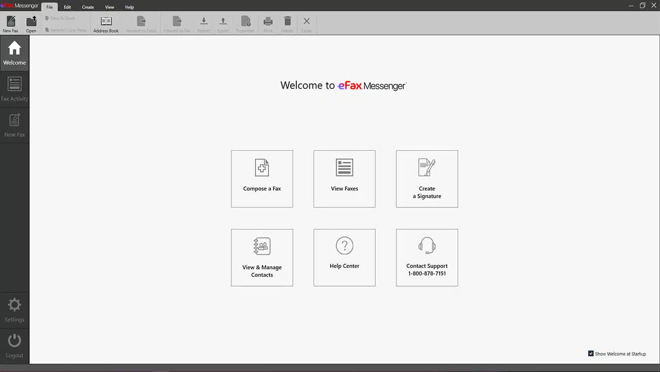 eFax Messenger Dashboard