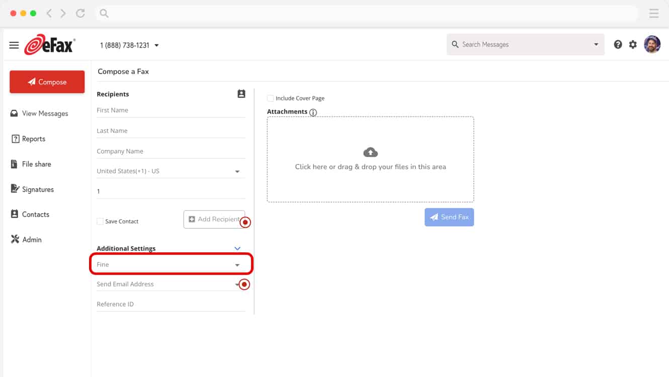 select fax resolution