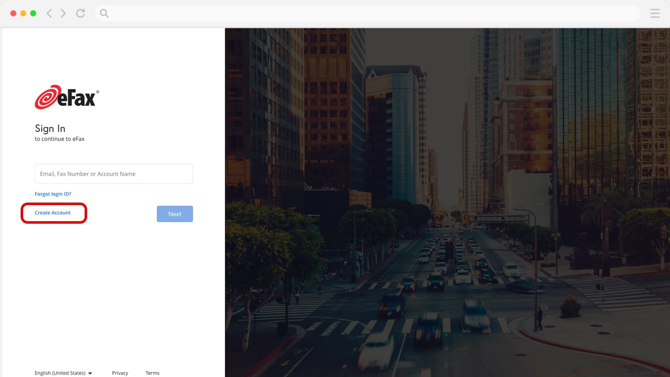 create eFax account