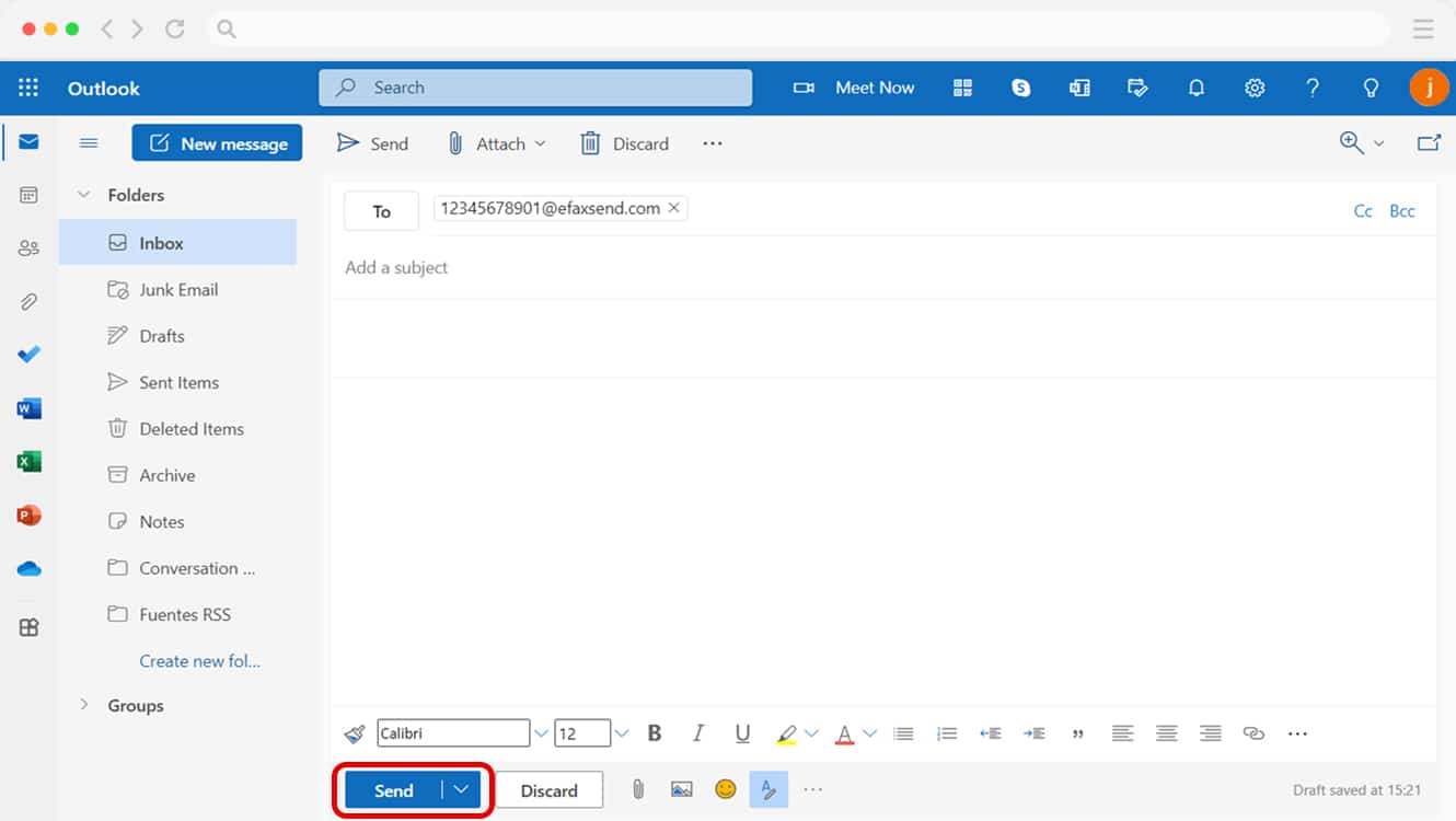 send fax via Outlook