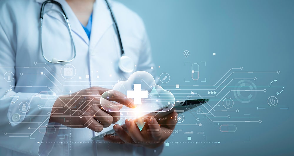 Medical,Worker,Touch,Cloud,Computing,Icon,Network.,Cloud,Technology,cloud,Data