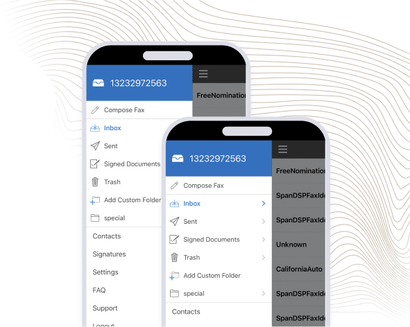 eFax mobile app interface