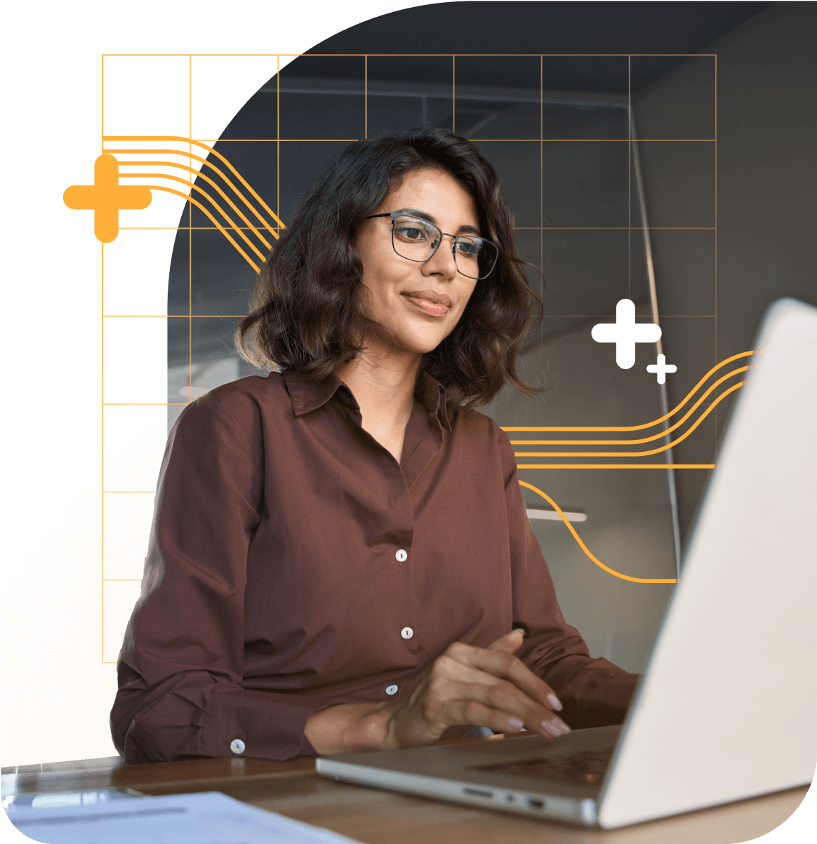 Business professional using eFax Corporate® to securely send and receive online faxes with compliance for regulated industries.