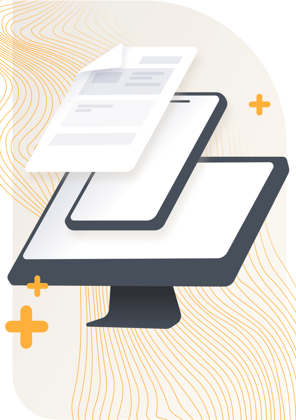 Stylized visual depicting eFax powering smarter, scalable communication solutions for businesses.