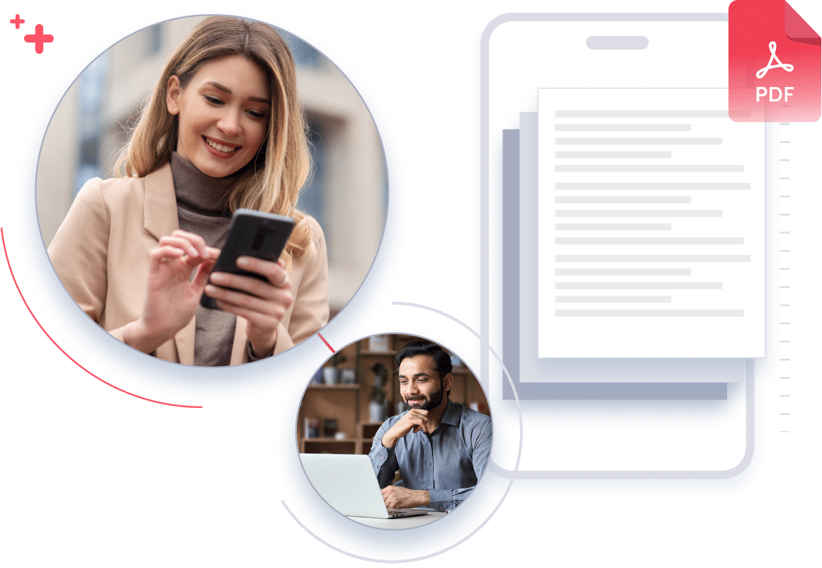 illustrating eFax’s secure, flexible, and efficient online PDF faxing—anytime, anywhere with phone and laptop