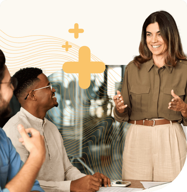 three SaaS Vendors discussing a topic in a meeting