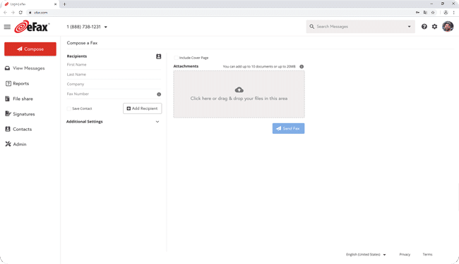 Click the 'Compose Fax' button.