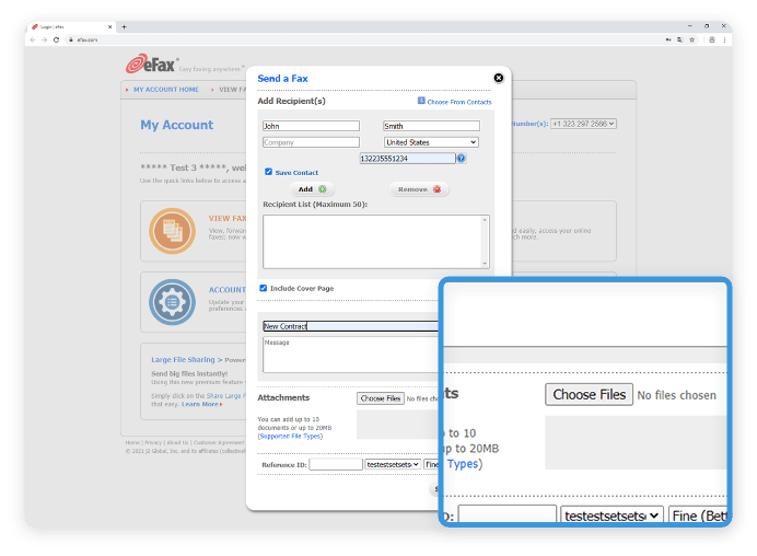 Click the 'compose fax' button