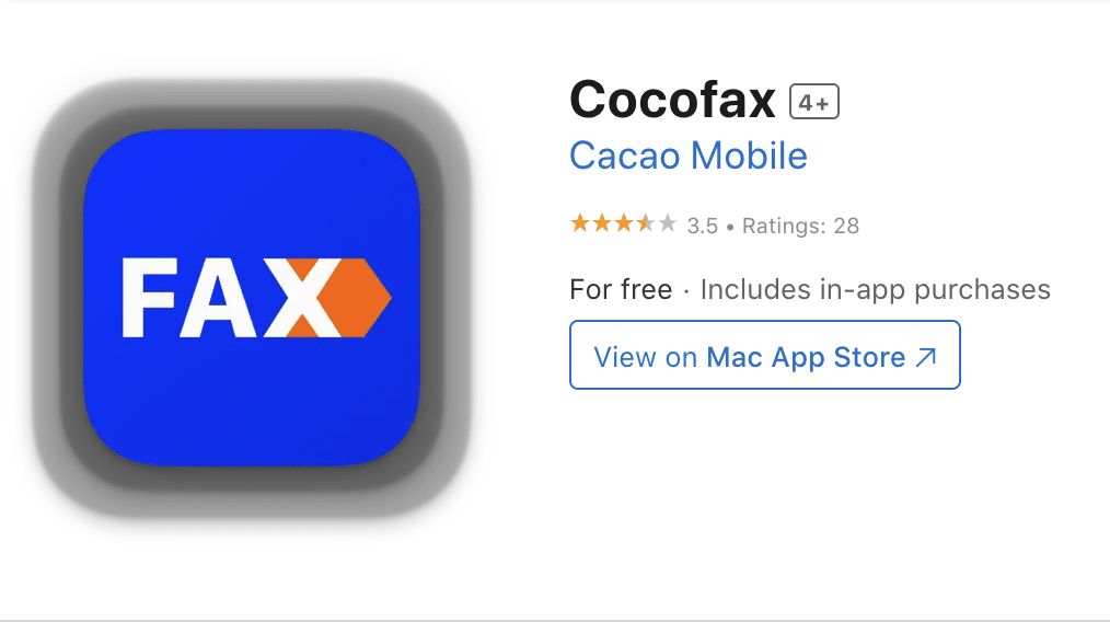 CocoFax iOS Store app tile and description